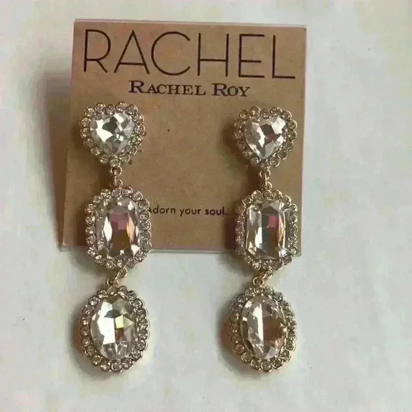 Rachel Roy new Gold Tone Triple Drop Earrings - Picture 4 of 8